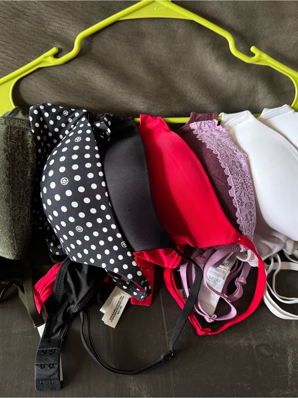Victoria’s Secret Bra Bundle: Red, Black, 2 White, Purple, Olive, Polka Dot